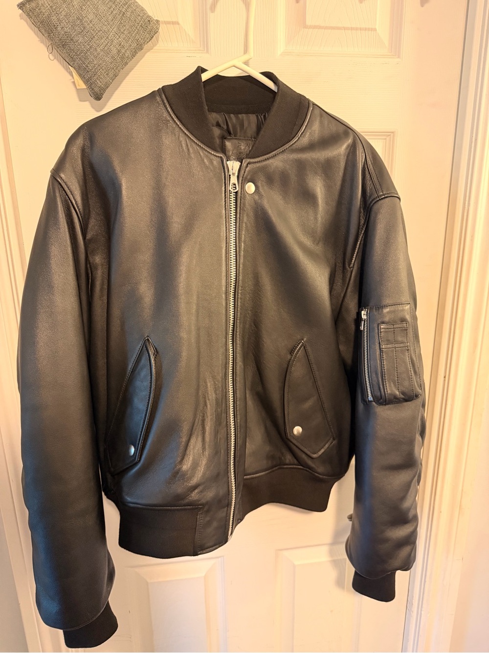 Stussy leather bomber jacket
